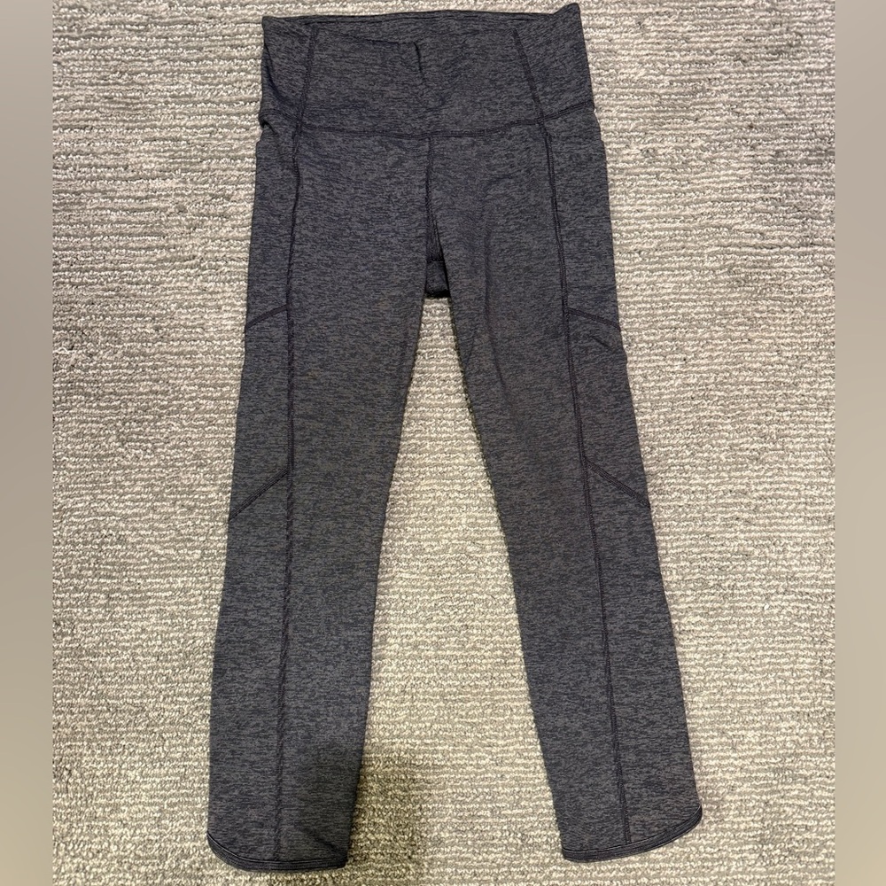Athleta High Rise Crop Leggings Gray Space Dye Yoga Running Pants Women S